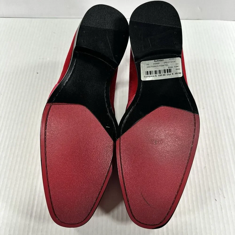 After Midnight Red Velvet Men’s Loafers - Formal Ribbon Pump - Size 12